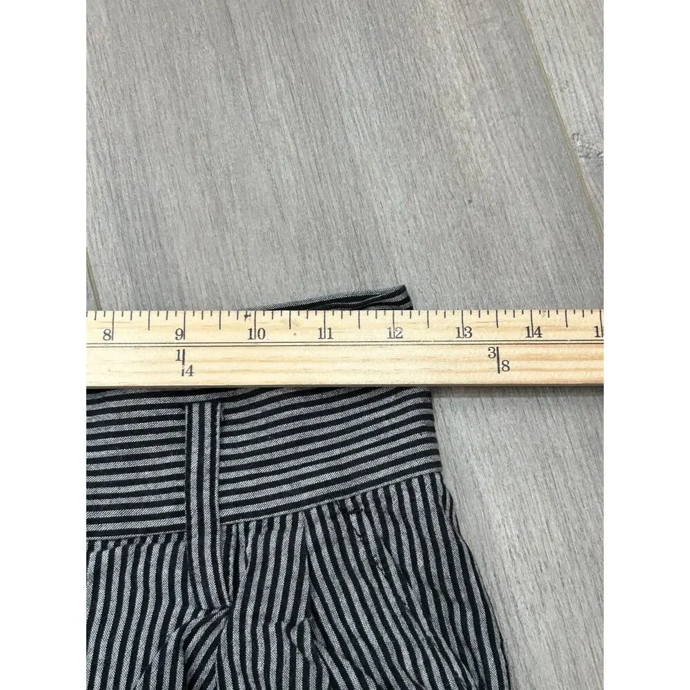 3.1 Phillip Lim Black Linen Blend Pinstripe High-Rise Pleated Paper Bag Shorts 0
